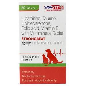 ストロングビート 犬猫用, 30錠, 製造元：Sava Healthcare, 箱裏面