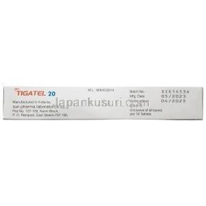 チガテル20, テルミサルタン 20mg, 製造元：Sun Pharmaceutical Industries, 箱情報, 製造日, 消費期限