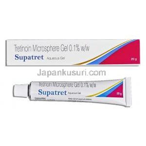 スパトレット水性ジェル,トレチノイン 微粒子ジェル 0.1%,  微粒子ジェル 20g, 製造元：Sun Pharma, 箱,チューブ