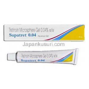 スパトレット水性ジェル,トレチノイン 微粒子ジェル 0.04%,  微粒子ジェル 20g, 製造元：Sun Pharma, 箱,チューブ