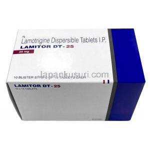 ラミトール DT 25, ラモトリジン 25mg, 製造元：Torrent Pharma, 箱表面