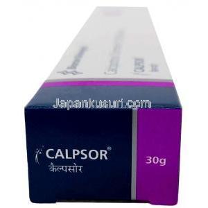 カルプソル軟膏, カルシポトリオール 0.005%, 軟膏 30g, 製造元：Biocon Biologics india, 箱側面