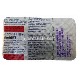 ボルチディフ, ボルチオキセチン 5mg, 製造元：Sun Pharmaceutical,シート情報