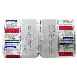 コルダロン, アミオダロン  100mg, 製造元：Sanofi India, シート情報