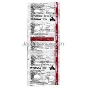 ウィッグクラブ 250 ペット用 抗菌薬, アモキシシリン 200mg/ クラブラン酸 50mg, 製造元：Finecure Pharma, シート情報