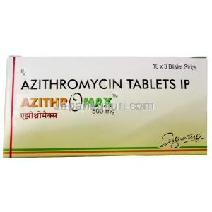 アジスロマックス, アジスロマイシン 500mg, 製造元:HAB Pharma, 箱表面