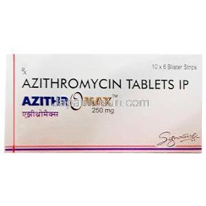アジスロマックス, アジスロマイシン 250mg, 製造元:HAB Pharma, 箱表面