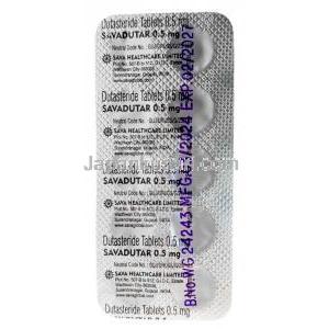 サバデゥタール, デュタステリド 0.5mg, 製造元：Sava Healthcare, シート情報