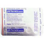 ピルフェニドン, ピルフェネクス Pirfenex 200mg 錠 (Cipla) 包装裏面