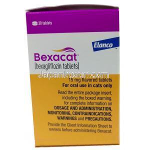 ベキサキャット, ベキサグリフロジン 15 mg,製造元： Elanco GmbH, 箱情報, 成分