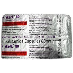アゼル, エンザルタミド 80 mg, 14カプセル,製造元：Dr Reddy's Laboratories, シート情報