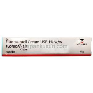 Flonida Cream, Fluorouracil 1%, Cream 10g, Menarini India, Box front view