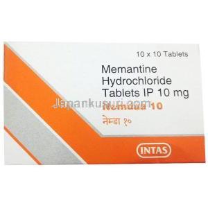 ネムダー 10, メマンチン 10mg, 製造元：Intas Pharma, 箱表面