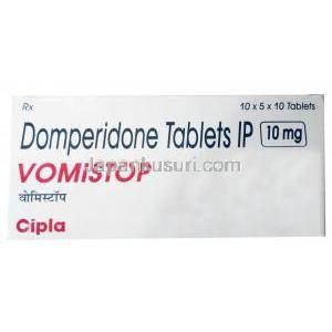 ボミストップ, ドンペリドン 10 mg, 製造元：Cipla, 箱表面（新包装）