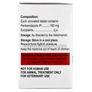 フェンフォース, フェンベンダゾール（動物用）150 mg, 製造元：Fortune Healthcare Pvt., Ltd, 箱情報