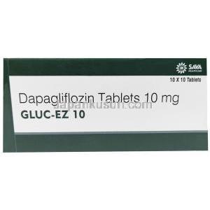 グルック イーゼット 10, ダパグリフロジン 10 mg, 製造元：SAVA Healthcare Limited, 箱表面