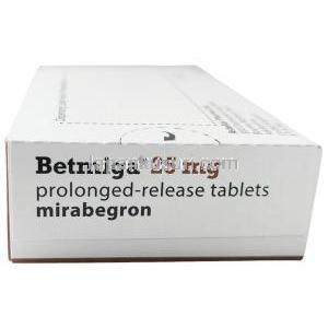 ベットミガ, ミラベグロン 25 mg, 製造元：Astellas Pharma, 箱側面