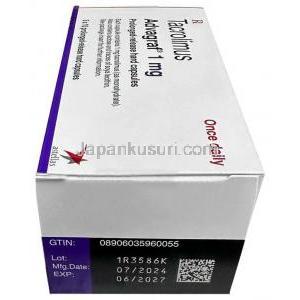 アドバグラフ, タクロリムス 3 mg, 製造元：Astellas, 箱情報, 製造日, 消費期限