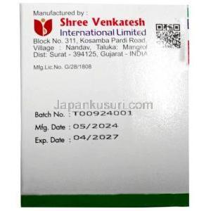 クレンバット 60,クレンブテロール 60mcg, 製造元：Shree Venkatesh International, 箱情報