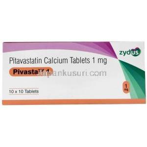 ピバスタ 1, ピタバスタチン 1mg,製造元：Zydus Healthcare, 箱表面（新包装）