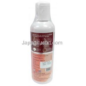 ケゾペットシャンプー, ケトコナゾール2％/ グルコン酸クロルヘキシジン2％/ セトリミド0.1％, シャンプー 200 mL (ペット用), 製造元：SAVA Healthcare Limited, ボトル情報, 製造元