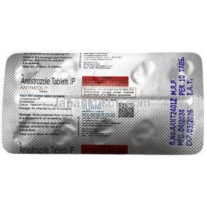 アントレオール-1, アナストロゾール 1mg, 製造元：Knoll Healthcare,シート情報