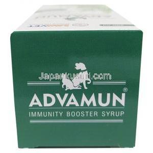 アドバマン免疫ブースターシロップ, シロップ（ペット用） 200 mL, 製造元：SAVA Healthcare,箱上面
