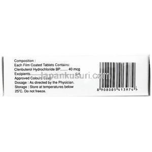 Clenbuterol (John Lee), Clenbuterol 40 mg, John Lee, Box information