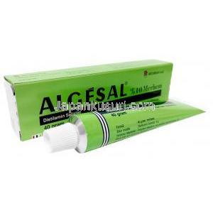 アルゲサル軟膏, サリチル酸ジエチルアミン 10%, 軟膏 40 g, 製造元：Recordati, 箱, チューブ