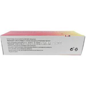 サーモブ クリーム, ベンジルニコチン酸エステル 10%/  エトフェナメート 1%  クリーム 50 g, 製造元：Recordati, 箱情報, 成分, 保管方法