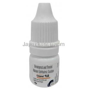 ケアプロストプラス 点眼薬, ビマトプロスト0.03%/ チモロール 0.5%  点眼薬  3 mL, 製造元：Sun Pharma,  ボトル表面