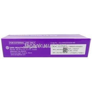 イベルメクチン クリーム, イベルメクチン 1 %, クリーム 30 g, 製造元：Sava Healthcare, 箱情報, 製造日, 消費期限