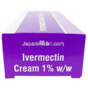 イベルメクチン クリーム, イベルメクチン 1 %, クリーム 30 g, 製造元：Sava Healthcare, 箱側面