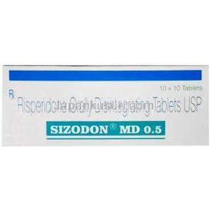 シゾドン MD 0.5, リスペリドン 0.5mg, 製造元：Sun Pharma,箱表面