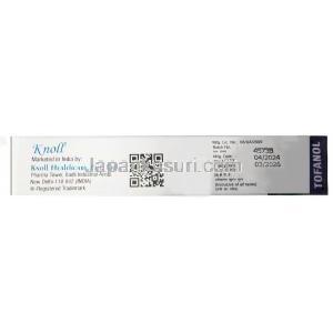 トファノール軟膏, トファシチニブ 2%, 軟膏  10 g, 製造元：Knoll Healthcare Pvt Ltd, 箱情報