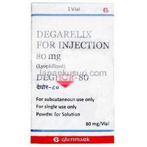 デゴール80 注射, デガレリクス 80 mg,バイアル, 製造元：Glenmark Pharmaceuticals, 箱表面