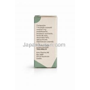 コンディライン, ポドフィロトキシン 0.5%, 外用塗布液, 製造元：Karo Pharma, 箱情報, 成分