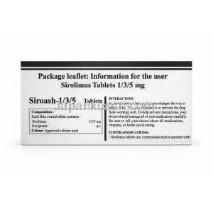 シロアッシュ, シロリムス, 製造元：Asher Pharmaceuticals, 箱情報, ユーザー向け情報