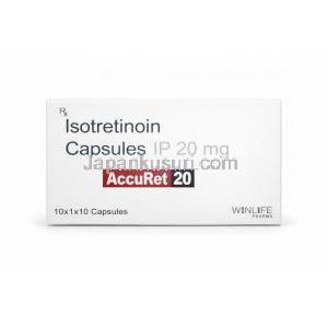 アキュレット 20, イソトレチノイン 20 mg, 製造元：WinLife Pharma, 箱表面