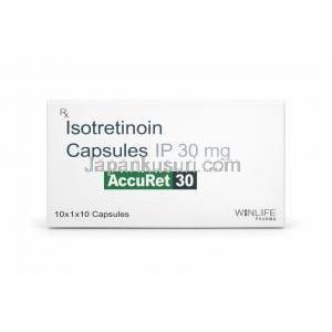 アキュレット 30, イソトレチノイン 30 mg, 製造元：WinLife Pharma, 箱表面