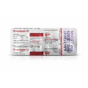 ミノキシヘッド 10, ミノキシジル 10 mg, 製造元：Asher Pharmaceuticals,シート情報