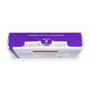 ノベルトリートペン型皮下注射, 0.25 mg/ 0.5mL  ペン型注射 (2回分), 製造元：Sun Pharma, 箱底面