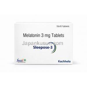 スリーポーズ, メラトニン 10 mg, 製造元：Kachhela Medex, 箱表面