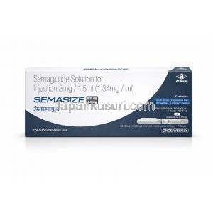 セマサイズペン型皮下注射,  2mg/ 1.5 mL(1.34 mgmL), ペン型注射1セット, 製造元：Alkem Laboratories Ltd, 箱表面