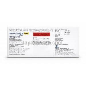 セマサイズプラスペン型皮下注射, 9.6 mg/ 3mL(3.2mg/ mL),ペン型注射1セット, 製造元：Alkem Laboratories Ltd, 箱情報