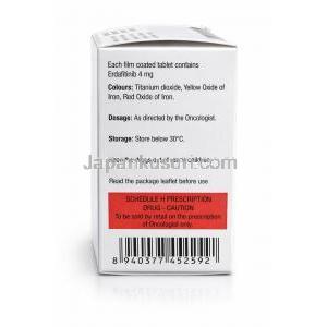 エルダナト-4, エルダフィチニブ 4 mg, 28 錠(ボトル入り), 製造元：Natco Pharma, 箱情報, 注意事項