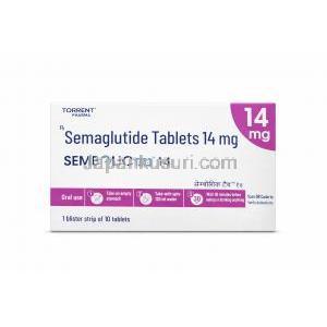 センボリック tab 14, セマグルチド 14mg, 製造元：Torrent Pharmaceuticals Ltd, 箱表面