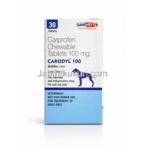 カロディル  100, カプロフェン 100 mg, 30錠, 製造元：Sava Vet, 箱表面