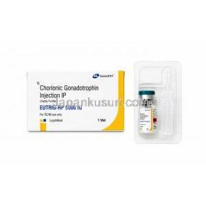 ユートリグHP注射, ヒト絨毛性ゴナドトロピン (hCG) 5000 IU, バイアル, 製造元：Samarth Life Sciences Pvt Ltd, 箱, バイアルセット