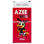 アジスロマイシン, AZEE REDIUSE , 200mg 15ml 内服懸濁液 (Cipla) 箱